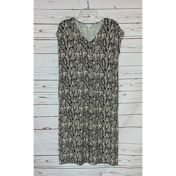 J.Jill Women's XSP Extra Small Petite Brown Boho With Pockets Soft Spring Dress - Picture 1 of 12